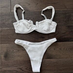 Monday Swimwear White Textured Bikini Set